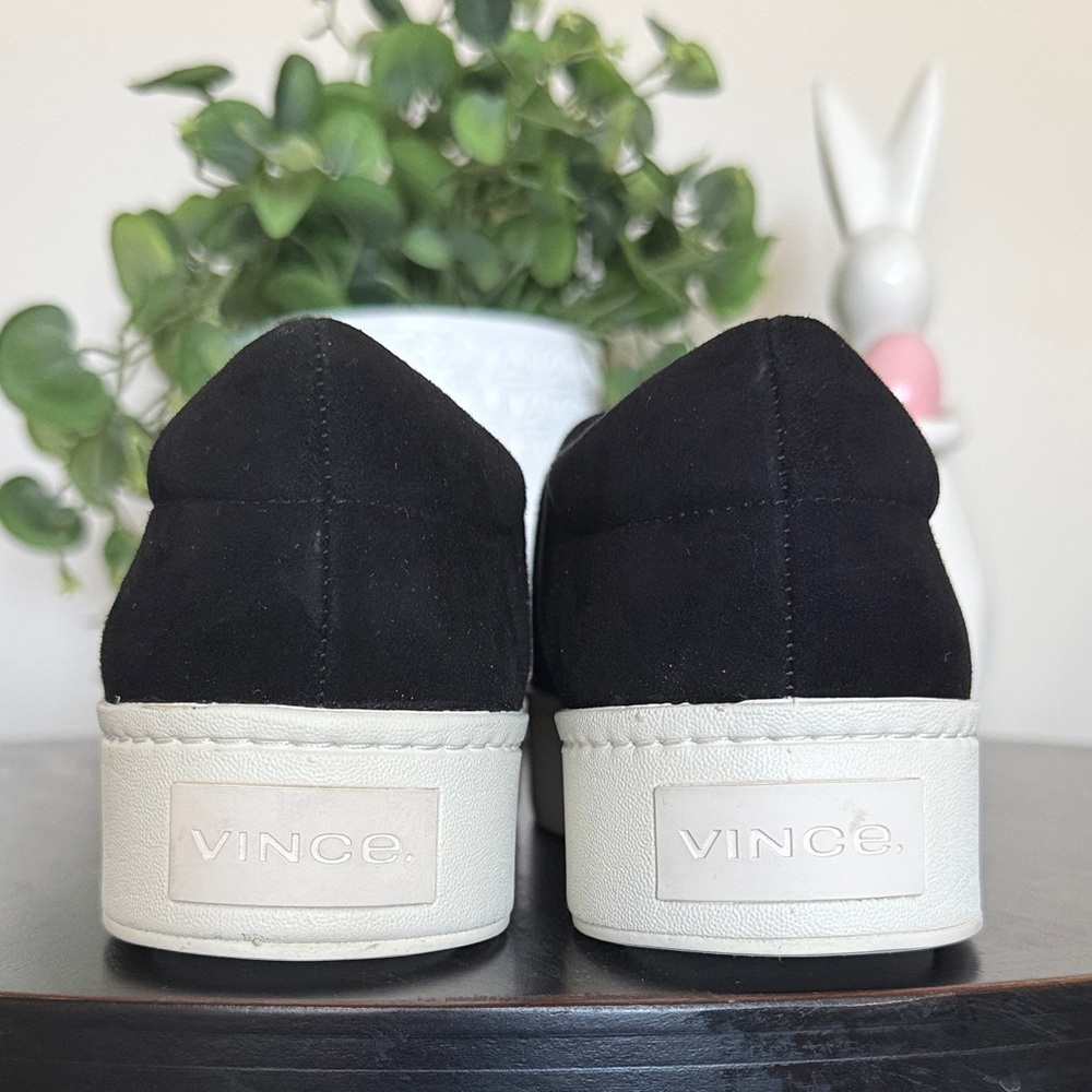 Vince Black Suede Slip-On Skate Sneakers with White Platform - Picture 2 of 5
